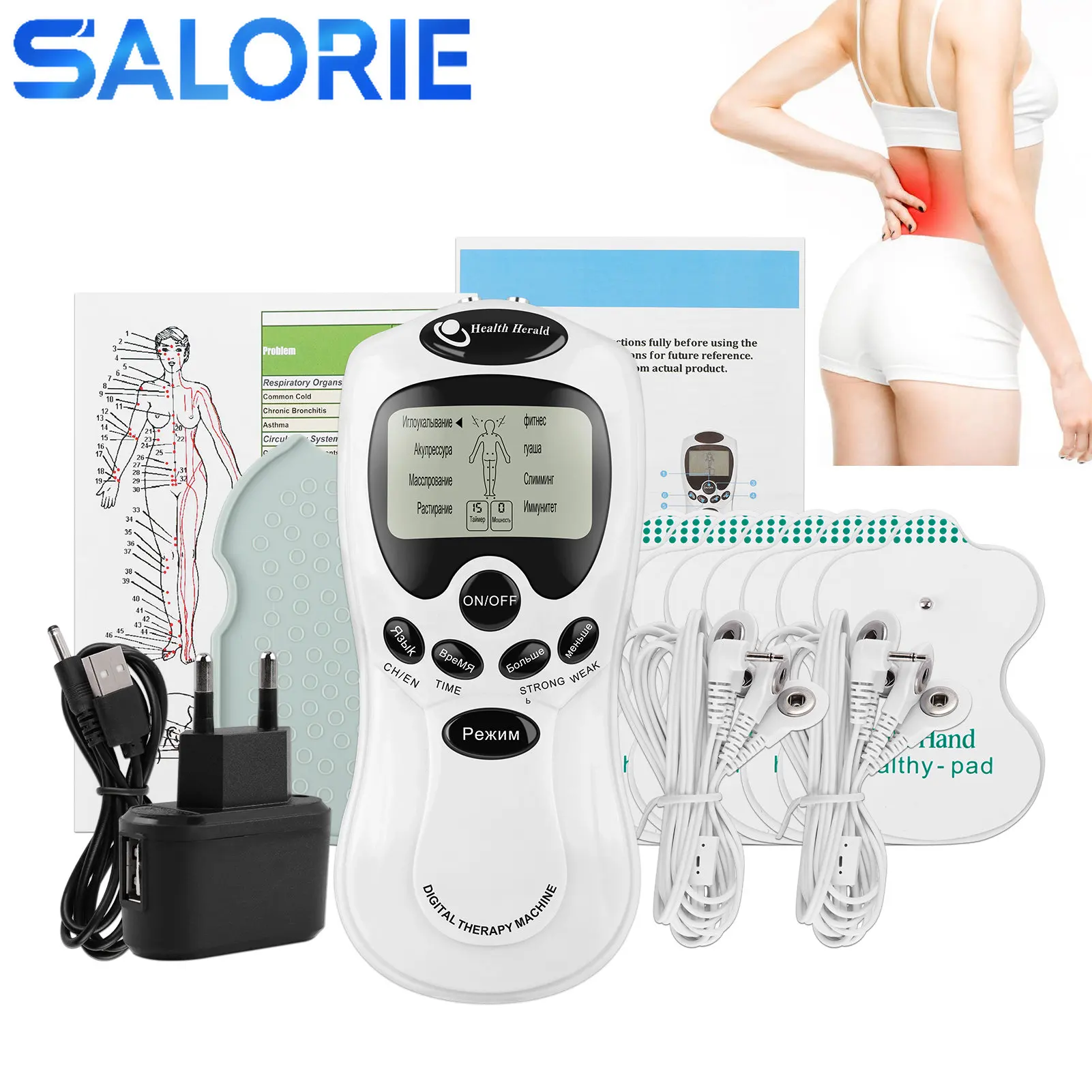 8 Modes Tens Unit EMS Muscle Stimulator Physiotherapy Microcurrent Low Frequency Pulse Anti-cellulite Electric Body Massager EMS