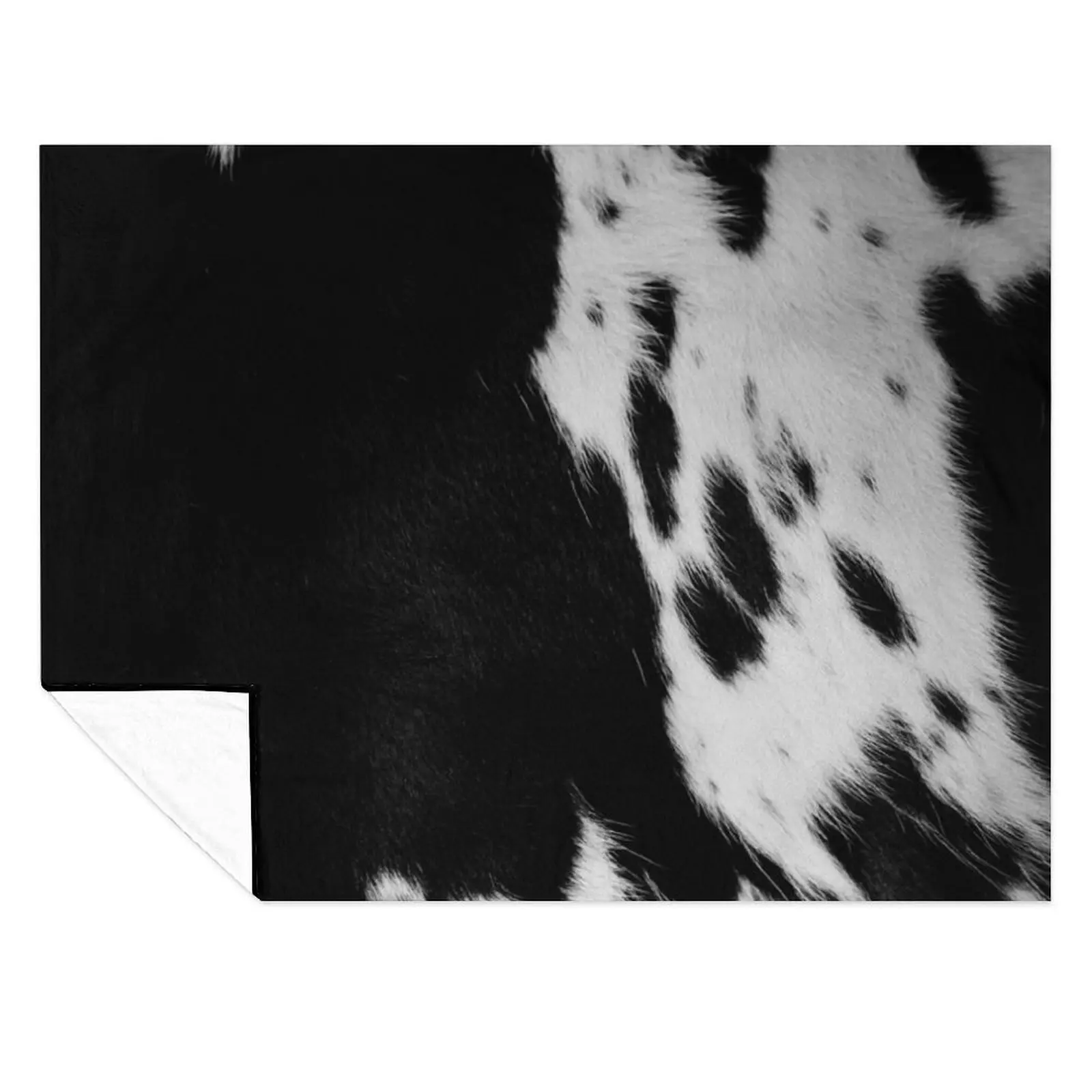 

Cowhide fur in black and white Throw Blanket Winter beds Thin Flannel Blankets