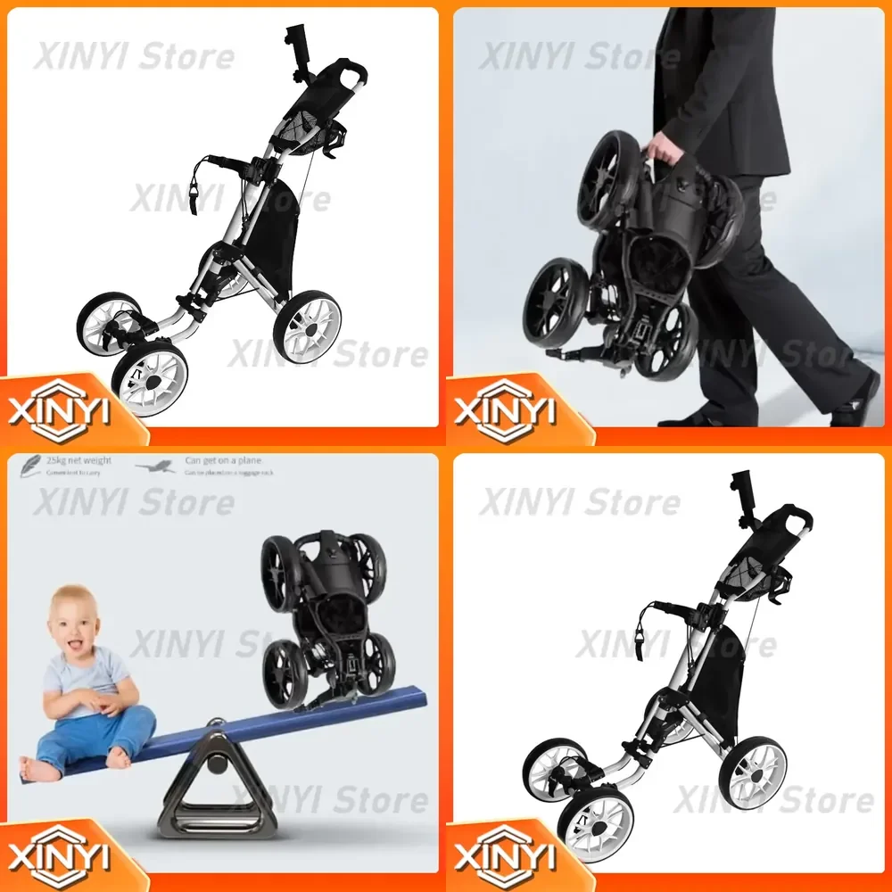 Foldable Golf Quad Cart for Adult Teenager Portable Utility Cart for Golf Course Outdoor Recreation Travel Storage Transport