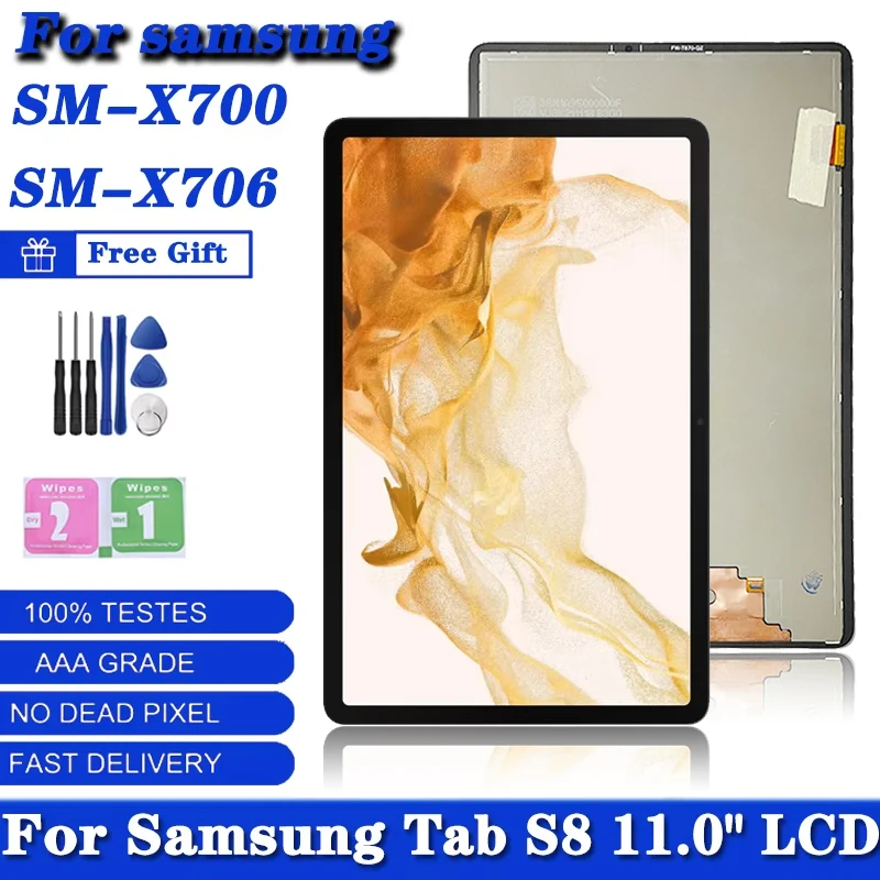 11.0 inches For Samsung Tab S8 SM-X700 Display+Touch Screen Digitizer Assembly For Samsung  Tab S8 SM-X706 Screen