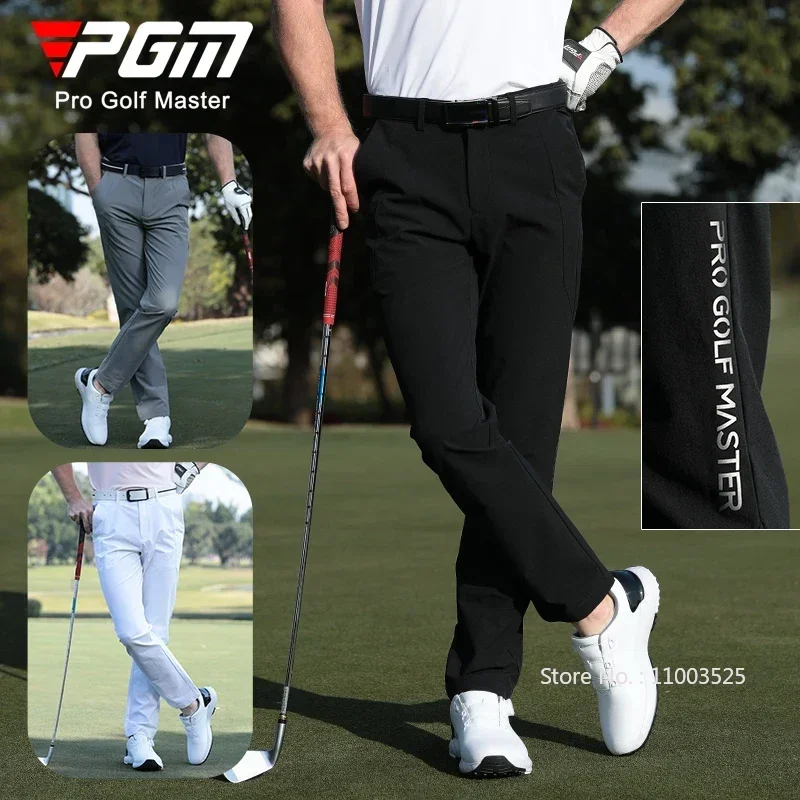 Pgm Men Casual Golf Pants Spring Fall Stretch Straight Business Pants Golf Sports Trousers Male Elastic Waist Leisure Sweatpant