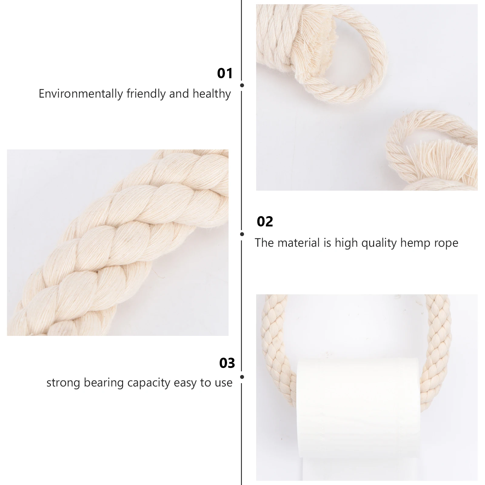 

Wall Mounted Tissue Holder Rope Retro Napkin Paper Rack 60cm Cotton Rope Bathroom Roll Paper Towel Holder