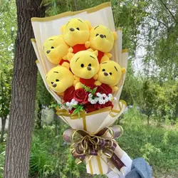 Cartoon Winnie the Pool Eeyore Bouquet Gift Box Stuffed Animals Flower Bouquet Home Decoration Valentine Christmas Gifts