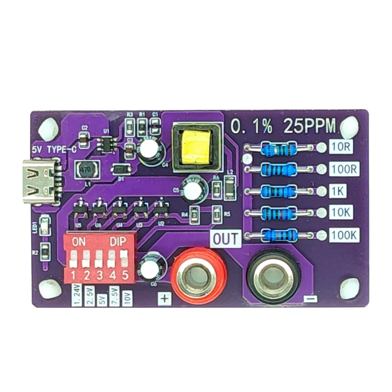 AD585 Voltage Reference Module 5 Channels 1.24V/2.5V/7.5V/5V/10V 5 Levels 10R/100R/1K/10K/100K Resistors Of Calibration