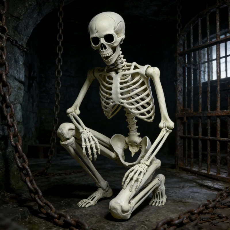 90Cm simulated skull model, Halloween haunted house secret room horror decoration, movable bone scene arrangement ornament props
