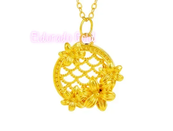 

Золотые подвески Eldorado Gold, новинка 2024 года, горячая распродажа, 24-каратное чистое золото, цветочные подвески, ювелирные украшения из настоящего золота 999 пробы.