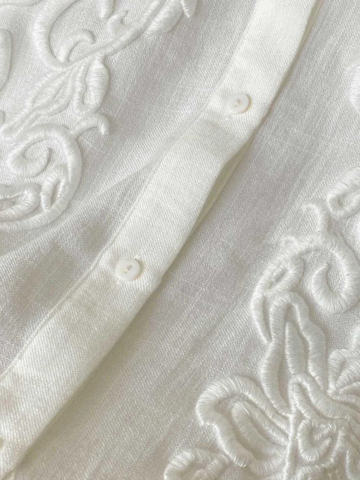 새로운 중국 스타일 여성용 자수 꽃무늬 긴 소매 빈티지 다용도 흰색 면 폴리에스터 비즈니스 캐주얼 ...