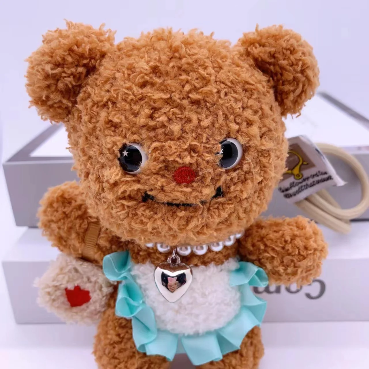 15cm Plush Butter Bear Toy Keychain Cute Animals Doll Keyring Apron Bear Pendant Car Key Accessories Girl Women Bag Hanging Gift