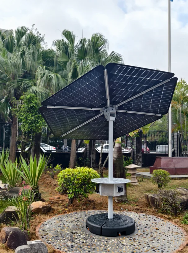 New design 1KW 600W off-grid solar umbrella system with inverter and battery sunflower power station for panel energy system