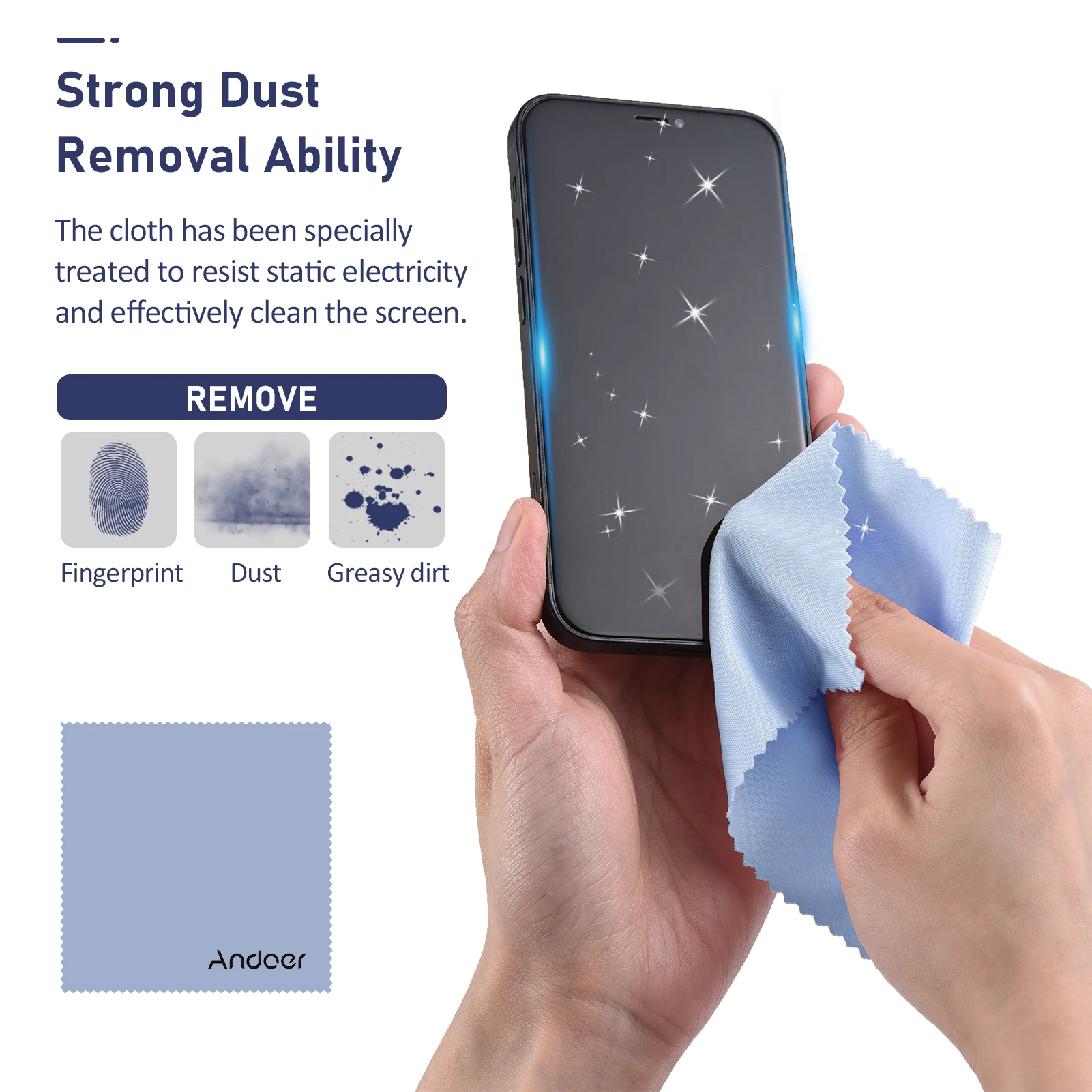 Andoer 10 × 10 سم قماش تنظيف من الألياف الدقيقة للنظارات منظف الشاشة قماش ممتاز للعدسة/كاميرا DSLR/الفيديو/الهاتف