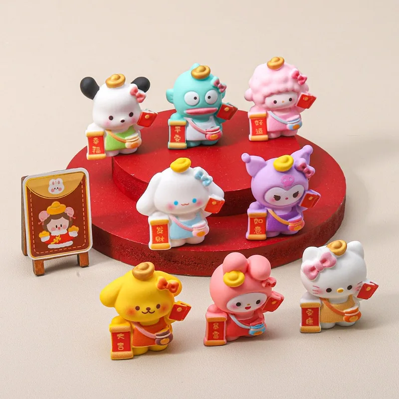 سانريو العصرية الراتنج الحرف الإبداعية سطح المكتب التماثيل الصغيرة صندوق أعمى مناسبة كهدية عيد الميلاد تزيين شخصيات دمية العمل