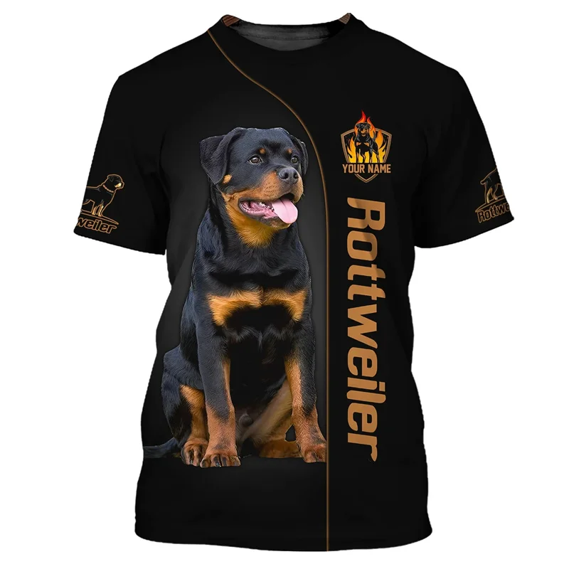 Men's Rottweiler Graphs T Shirt 3D Printed Breathable Casual O Neck Short Sleeves Street Fashion Custom Name Kid Men Clothing