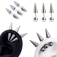 3Pcs/Set Classic Fashion Punk Rock Rivet Spike Tip Cone 316L Stainless Steel Women Men Ear Stud Earrings Piercing Body Jewelry