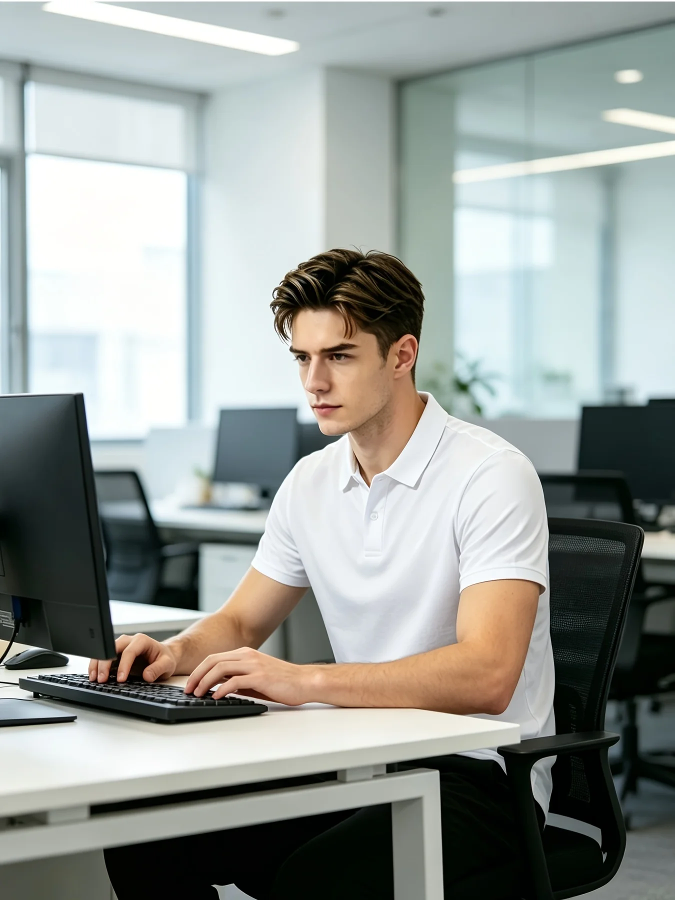 Set mit 5 personalisierbaren Sommer-Golfhemden für Herren, die mit Logos oder Text versehen werden können, ideal für Werbeaktionen im Geschäft und verschiedene Anlässe, Größe S. – Detail 6