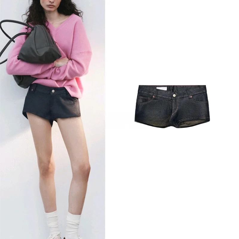

Low Waist Five Pocket Zipper Closure Metal Button Denim Shorts Women's Casual Slim Fit Polyester Fiber New Summer Shorts