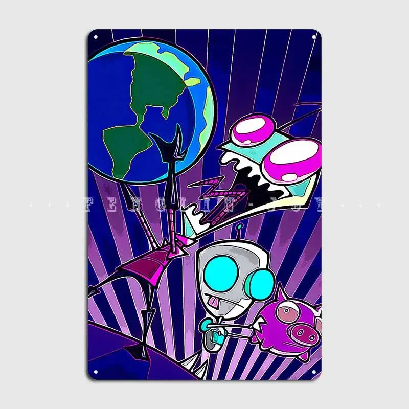 Invader Zim Metal Sign Wall Cave Wall Vintage Plaques Tin Sign Posters