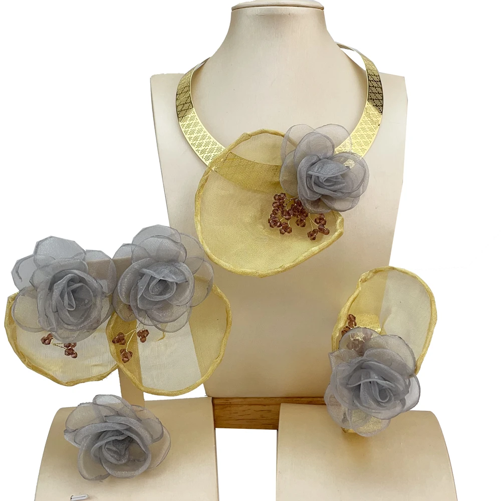 Quality Luxury African Bride Jewelry Set Brazilian Simple Style Light Weight Necklace For Women FHK20765
