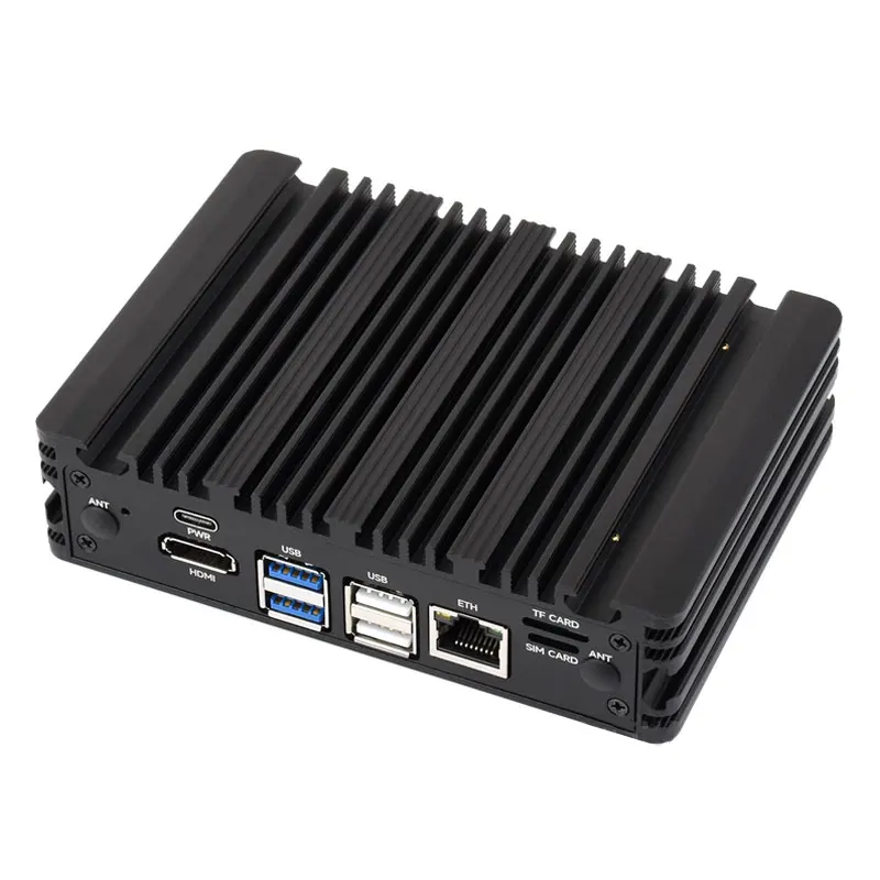 Raspberry Pi CM5 Gigabit Ethernet Port Industrial Computer with RJ45 Aluminum Alloy Radiating Case HMI Box, CM5 NOT Included