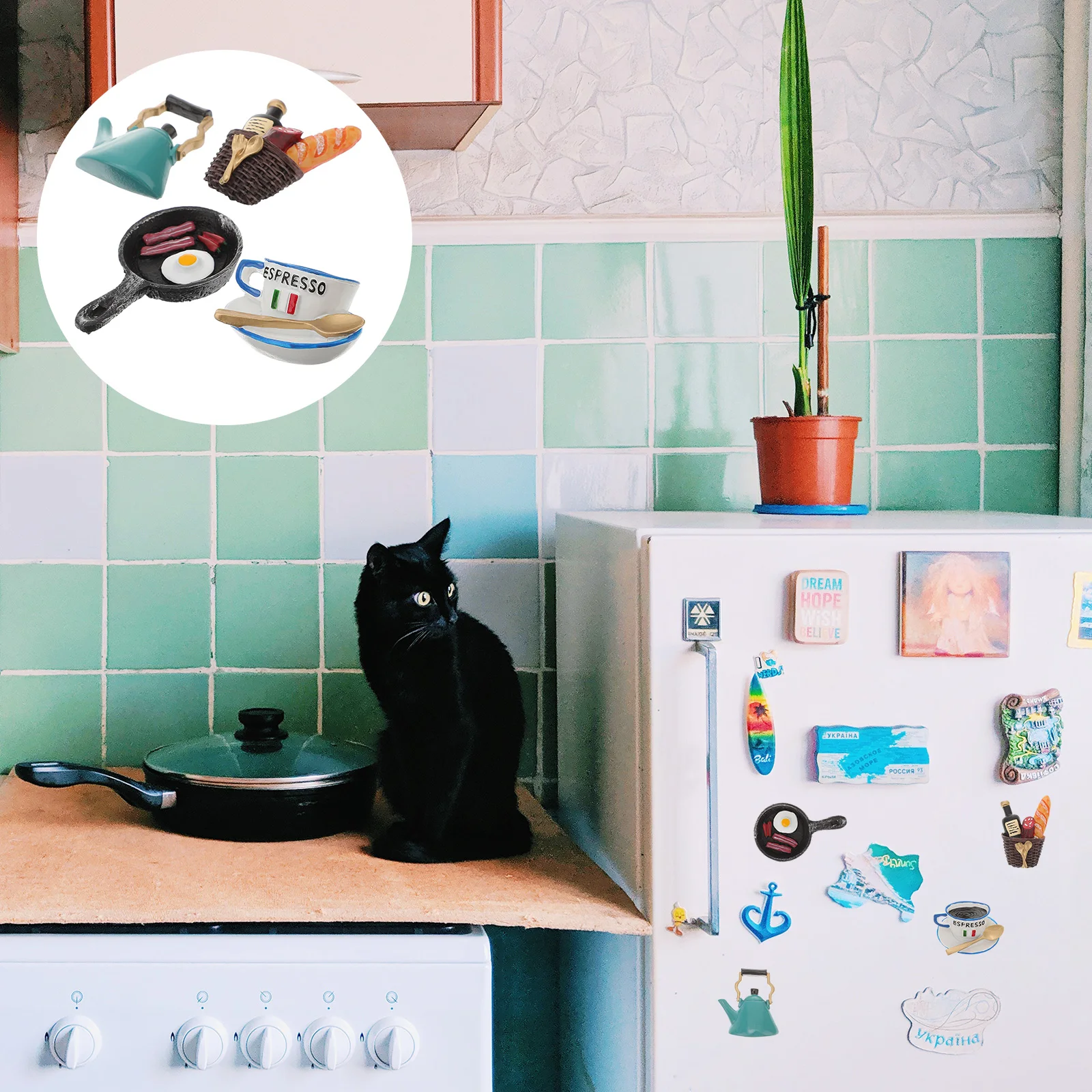 

4pcs Food Fridge Magnets Creative Ham Fridge Magnet Ornament Kitchen Decor Whiteboard Magnet Ornament Long-lasting Gift