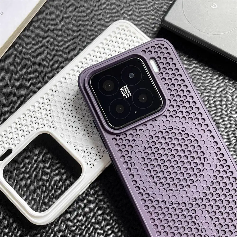 Honeycomb Breathable Magnetic Case For Xiaomi Mi 15 Pro 14 13 Poco F7 F8 Ultra F6 pro Hollow Solid Color Silicone Bumper Cover view 3