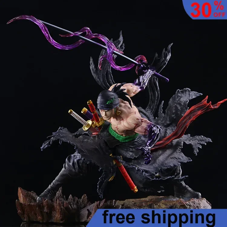 

31.5cm ONE PIECE Anime Figure One Sword Style Roronoa Zoro Double-headed Eagle Statue Collection Desktop Display Model Gift Toys