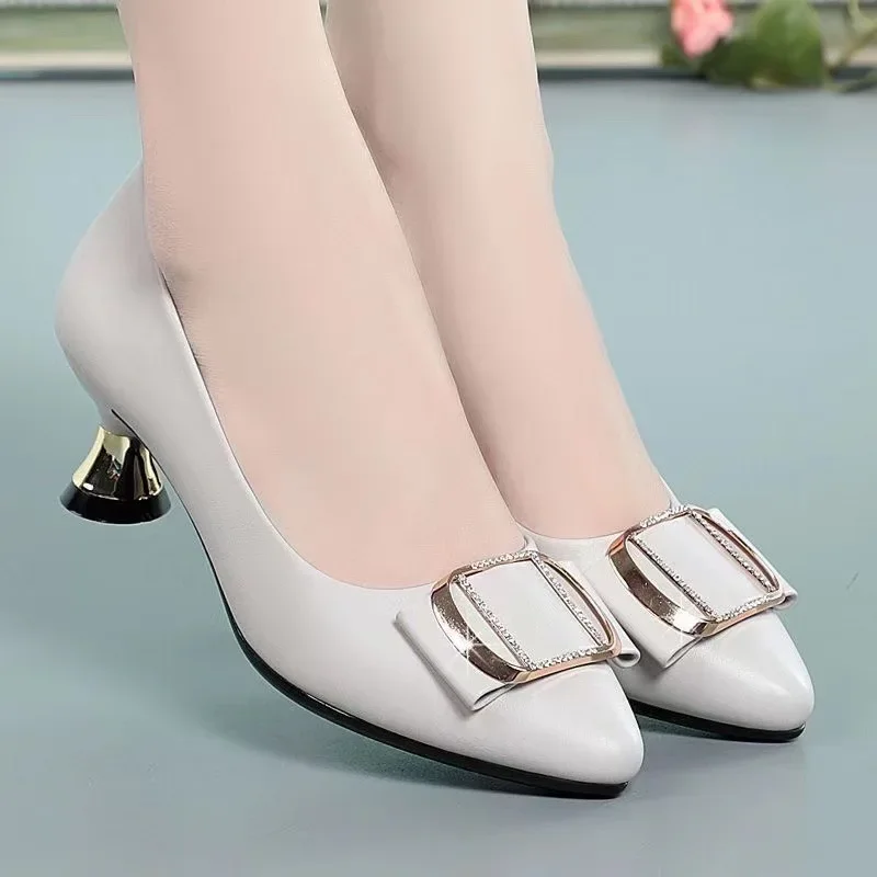 Cresfimix Women Fashion Sky Blue Transparent Spring & Summer High Heel Shoes Lady Casual Black Pu Leather Heels Sapatos A9439