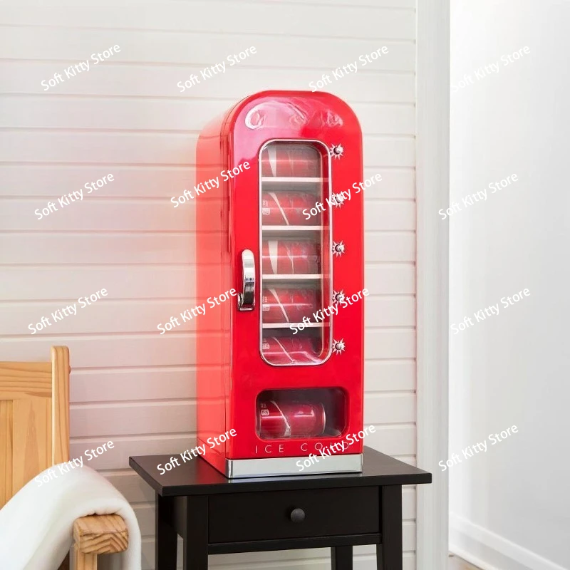 

American retro mini vending machine 10 cans, pop-up small refrigerator, home car