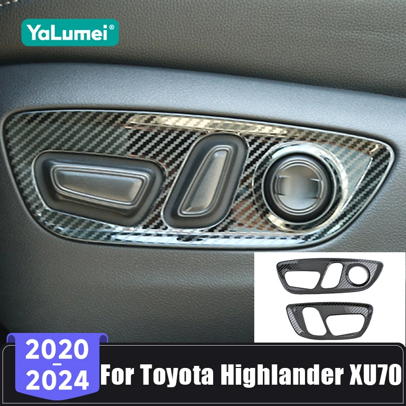 

For Toyota Highlander XU70 Hybrid 2020 2021 2022 2023 2024 Stainless Car Seat Adjust Panel Switch Knob Trim Cover Accessories