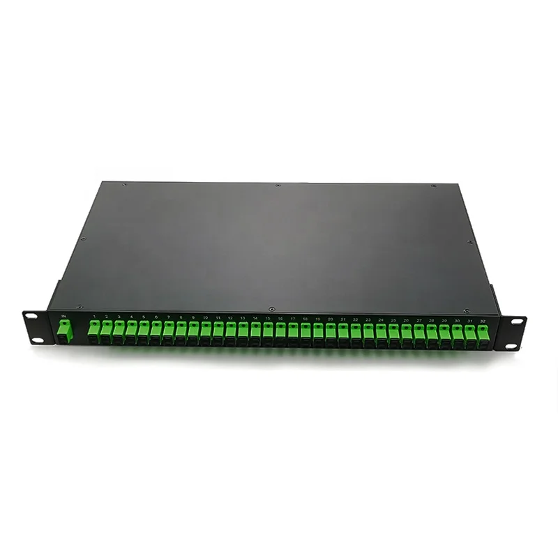 1*32 PLC Singlemode G.657A1 Fiber Optic Splitter with 50/50 Split Ratio 1U 19