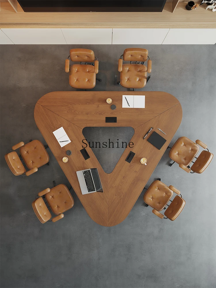 Solid wood small conference table, light luxury modern high-end office training reception negotiation