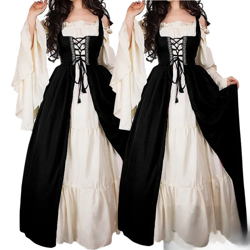 

Новинка 2025, юбка принцессы на Хэллоуин с завязкой на талии, костюм эпохи Возрождения средневековья, женская этническая сценическая одежда, китайское производство