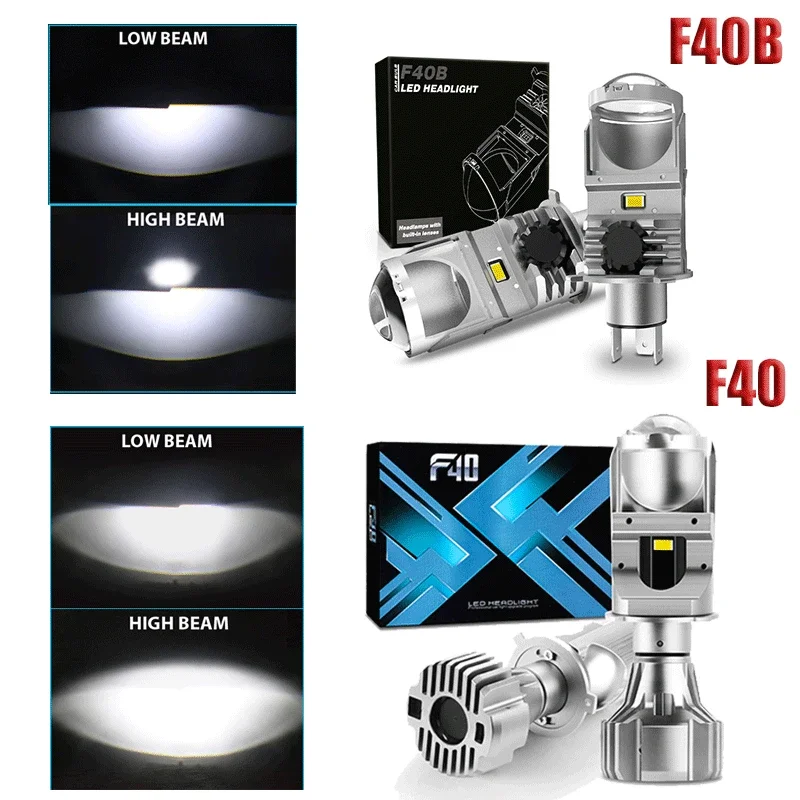 

H4 Led With Lens F40 F40B H4 Mini Projector Lens Headlight Bulb 9003 HB2 Headlamp 6000K Turbo Fan Car Light Accessories Retrofit