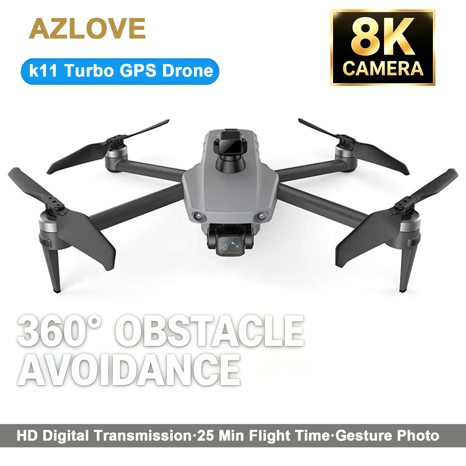K11 Turbo GPS Drone Professional 8K HD Aerial Dual-Camera 3-Axis Gimbal Brushless Motor Obstacle Avoidance Folding RC Quadcopter
