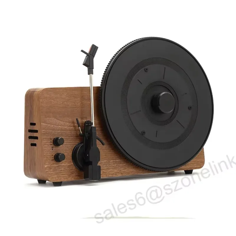 2026 OEM/ODM Vertical Vinyl Record Player With Stereo Speakers Retro LP 3 Speed Blue Tooth Out USB SD Turntable Player