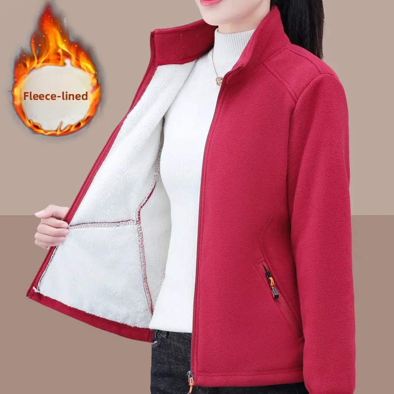 Flísová podšívka, větruodolná krátká bunda se stojáčkem KLMR009, polyesterová tkanina, zesílený dlouhý rukáv, pohodlná, ležérní styl... - náhled 3