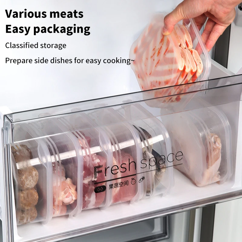 1Pcs Refrigerator Food Storage Box Portable Kitchen Meat Sealed Fresh-keeping Box Fridge Kitchen Organizer Containers