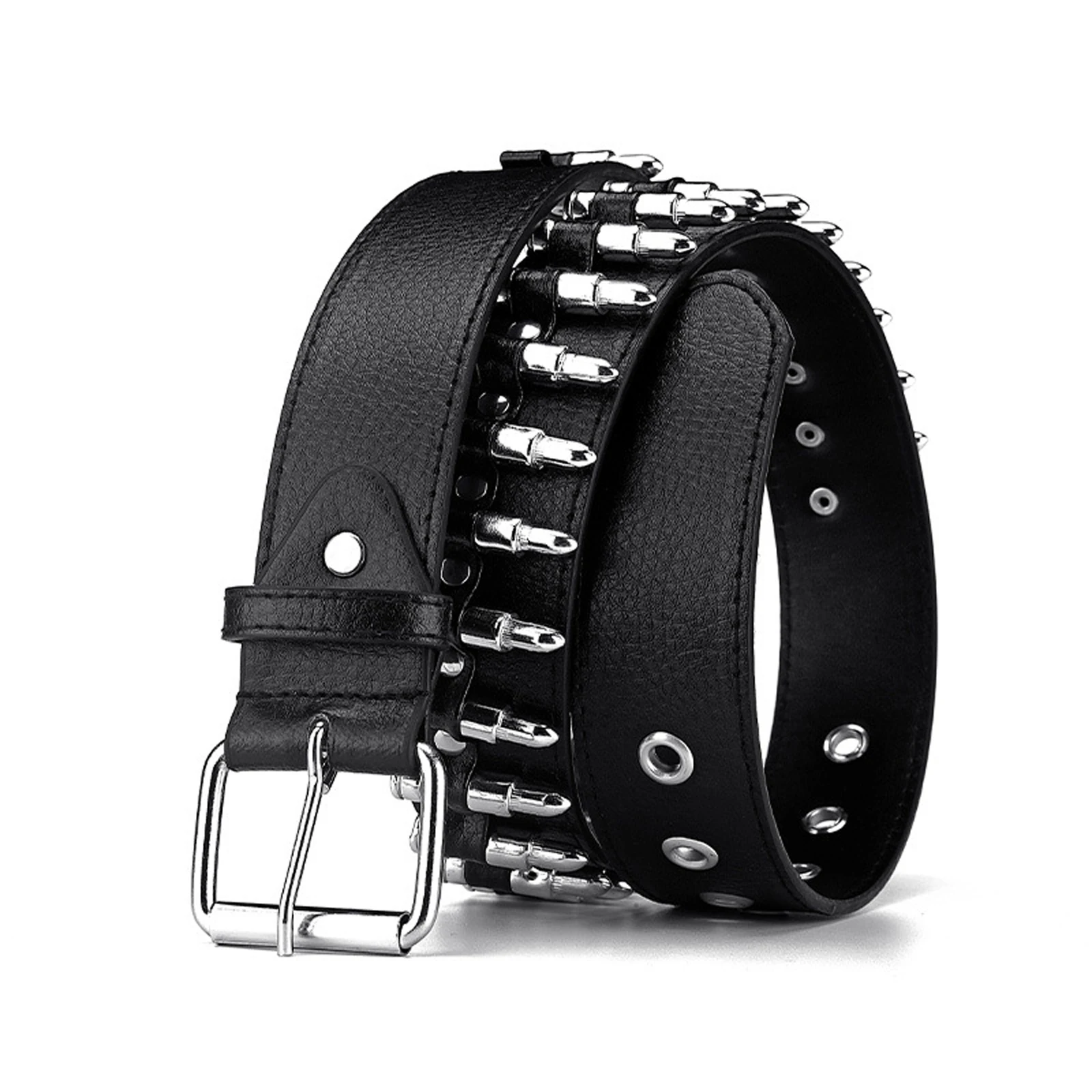 Women Men Waist Belt Punk Bullets Rivet Studded Imitation Leather Belt Hip Hop Rivet Belt for Jeans Black belt for girl kemer