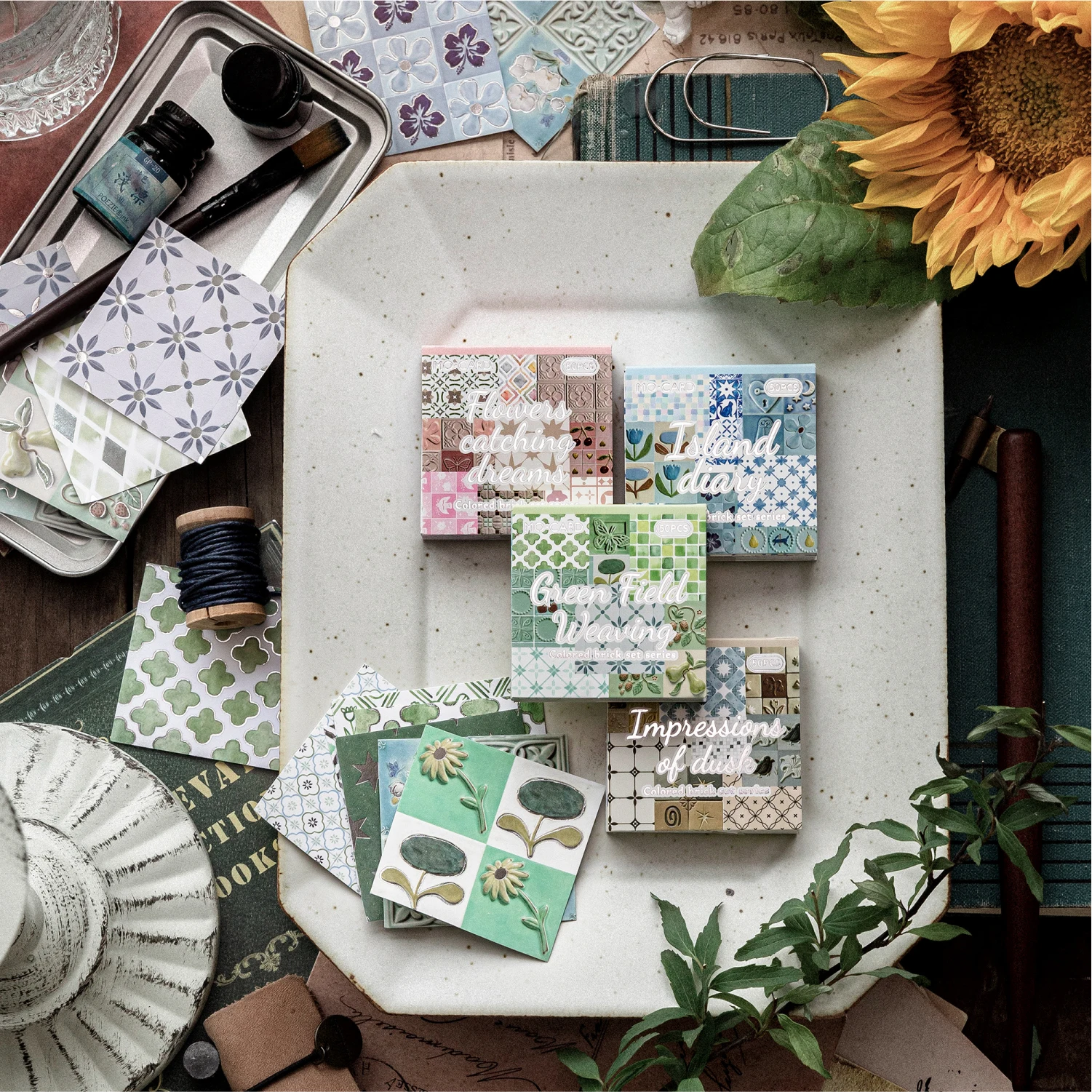 50pcs Kawaii Stationery Stickers Color Brick Collection Junk Journal Planner Decorative Sticker Scrapbooking