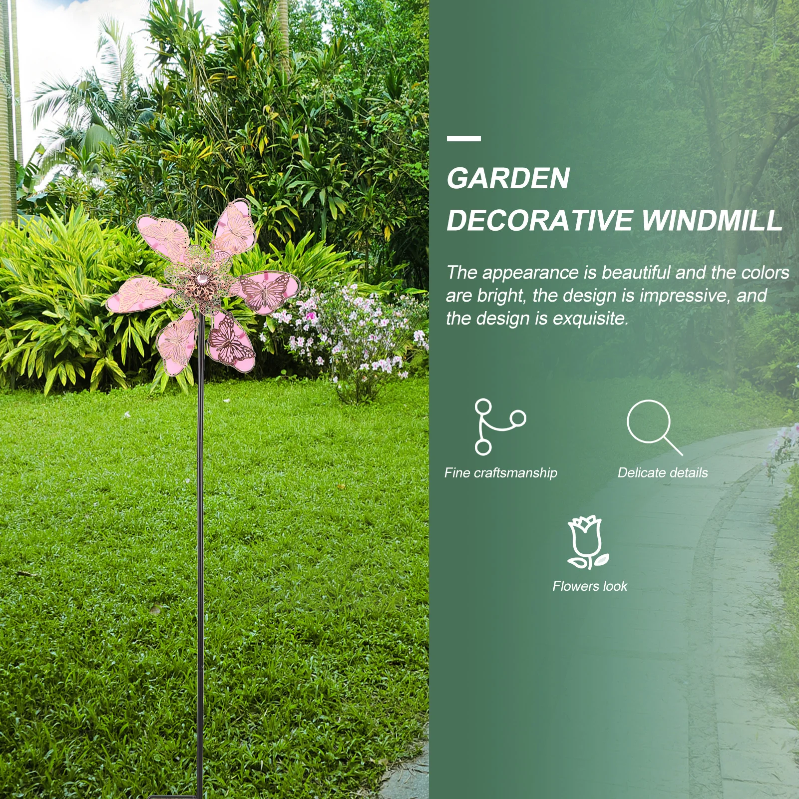 

Luminous Butterfly Windmill Garden Decorative Iron Art Outdoor Yard Decoration Rotating Metal Windmill For Lawn Patio