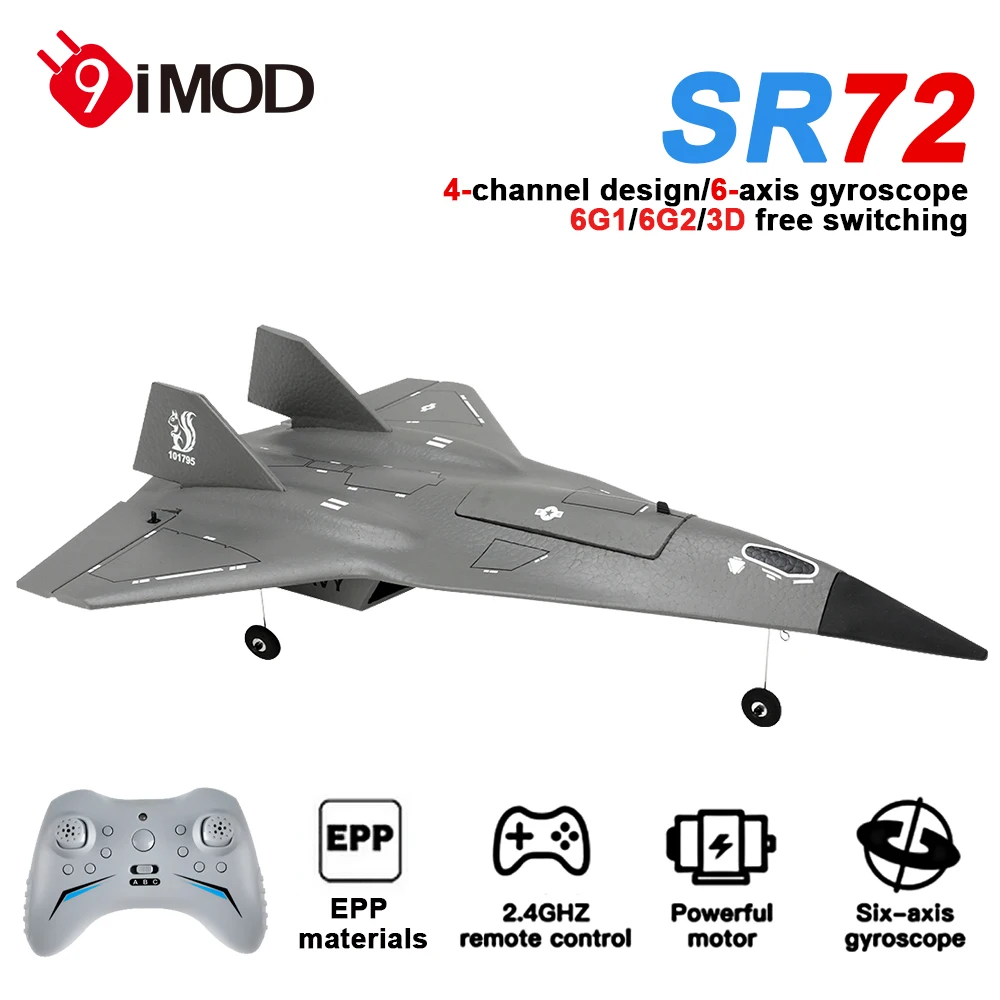 

9IMOD SR72 RC Plane 2.4G 4CH EPP Foam Remote Control Drone Built in Gyro RC Future Fighter Channel Aircraft Model for Beginner