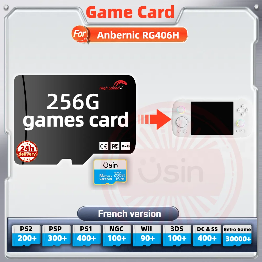 Memory Game Card For Anbernic RG406H RG556 French version Retro PS2 PSP Games Android Gaming portable Console SD TF H-SPEED 256G