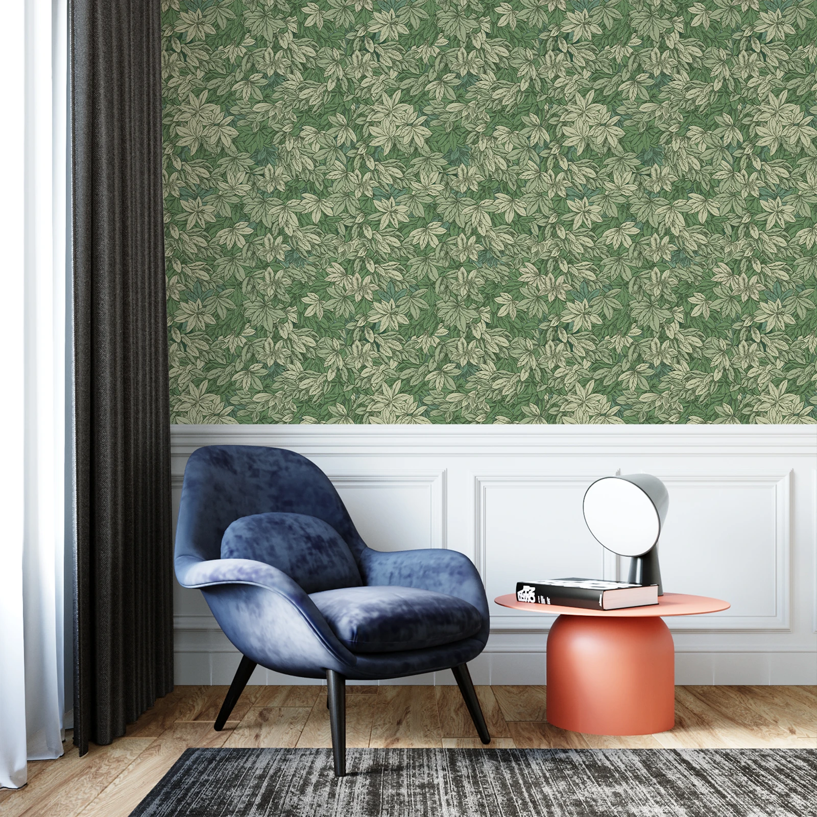 ورق جدران من الفينيل بأوراق خضراء طازجة، ورق جدران أنيق قابل للتقشير واللصق من مادة PVC، ملصقات خزانة ذاتية اللصق للأثاث