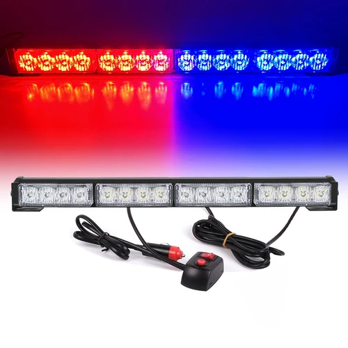 Imagen 1 del producto Rojo Azul 16 LED de alta potencia 12V coche camión luz estroboscópica bombero policía intermitente señal de advertencia de emergencia luces de baliza