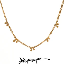Yhpup Exclusive Fashion Chic Cherry Chain Gold Color Necklace Gift 18k PVD Plated Waterproof Charm Exquisite Jewelry for Women