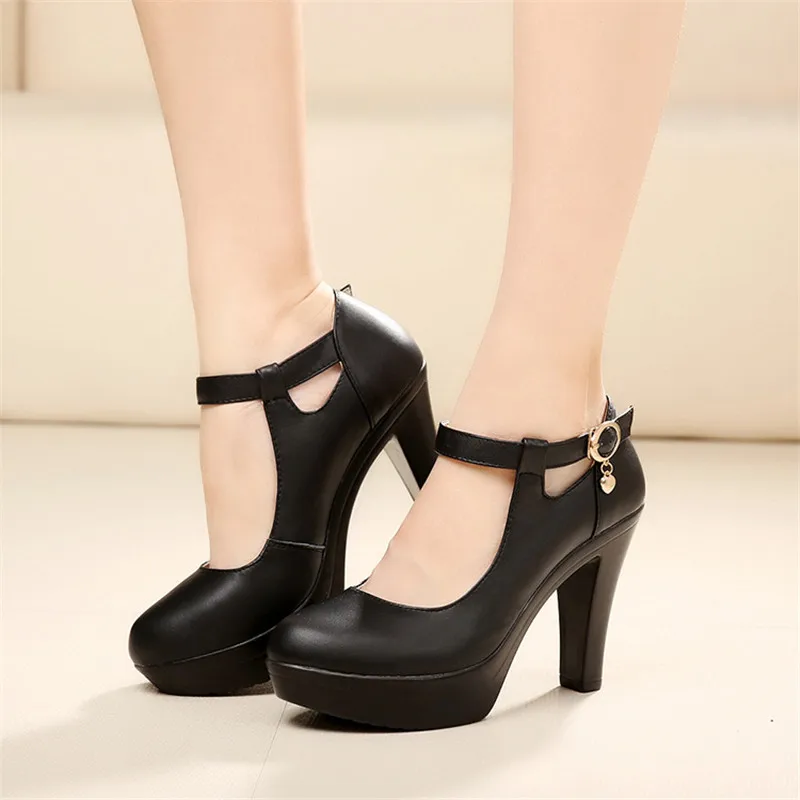 Girls' Shoes 2021 New Genuine Leather Super High Heel Women's Shoes Waterproof Platform Single Shoes Sexy Large Size High Heels