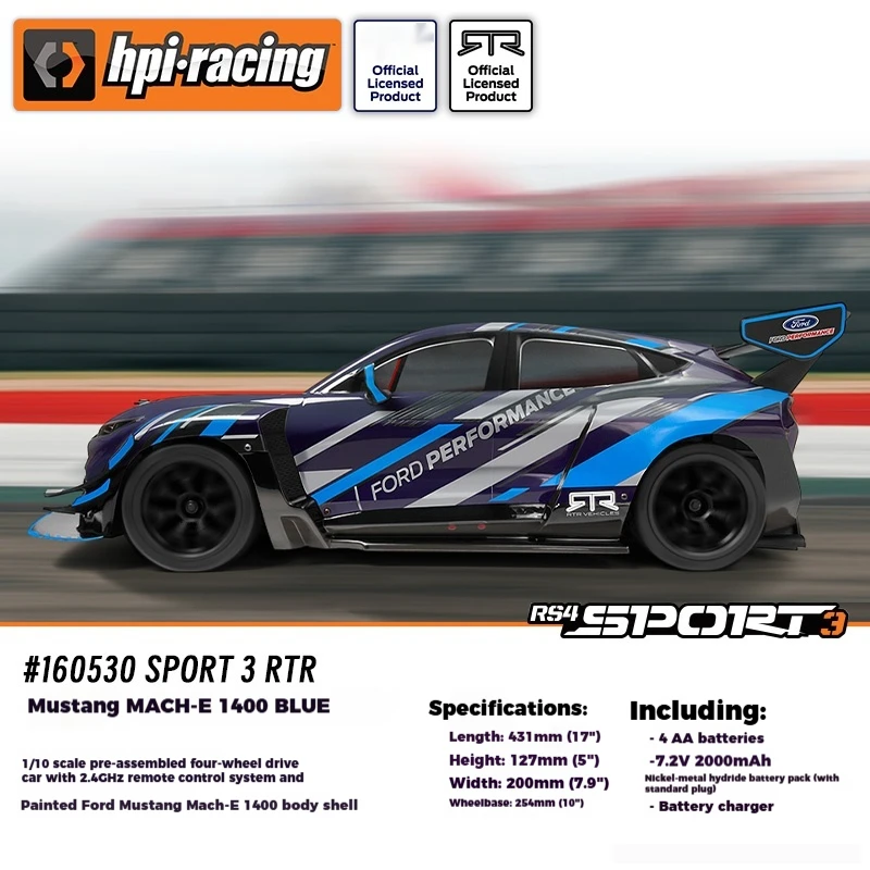 HPI SPORT 3 1/10 التحكم عن بعد الانجراف شقة تشغيل نموذج سيارة Mach-E1400 على الطرق الوعرة شاحنة 160530 للعب والهوايات