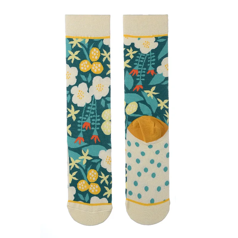 Chaussettes en coton graffiti plante cactus, chaussettes de personnalité à la mode