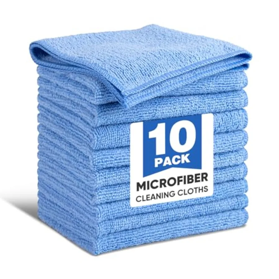 10 PCS Microfiber Cleaning Cloths, Highly Absorbent Microfiber Towels for Car, Kitchen, Bathroom and Household Cleaning, 11.8"