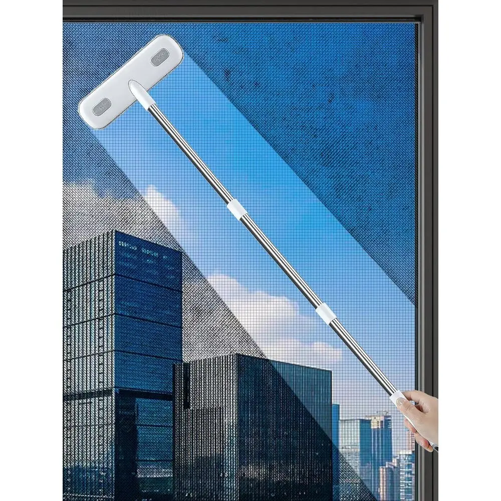 

Dual-Sided Mesh and Small Brush for Screen Cleaning, Ideal for Patio, Door, and Porch Screens, White & Grey