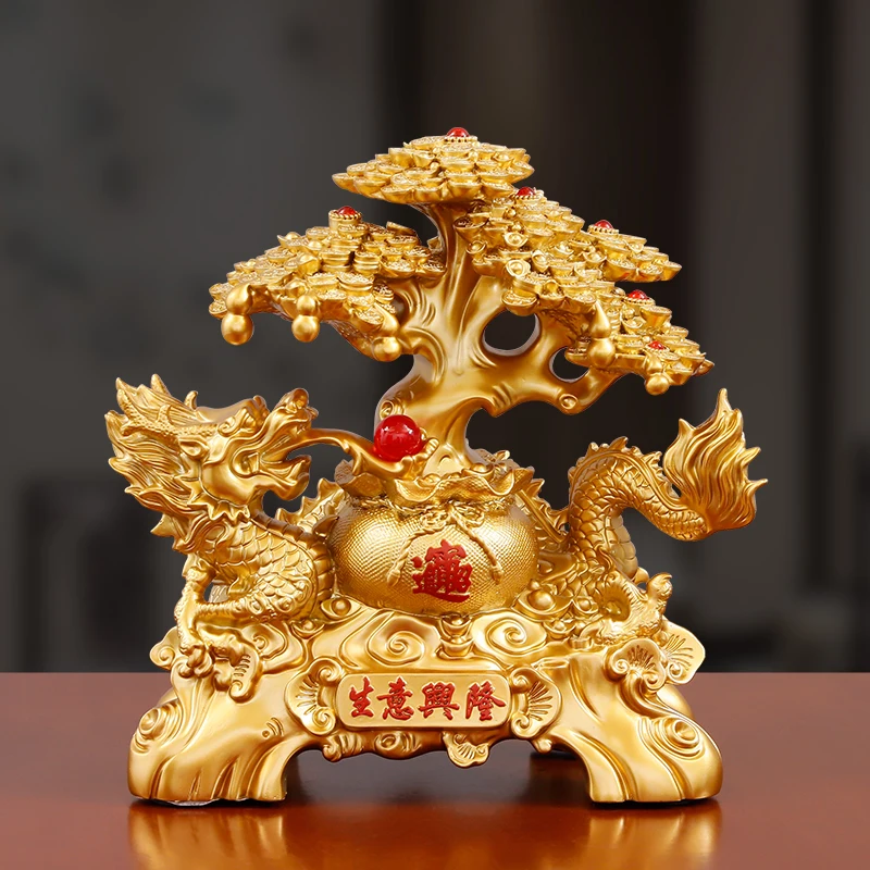 Feng Shui Wealth Money Tree Ornament Resin Statue Prosperity and Luck Decoration for Office Desk and Home Decor exquisite gift